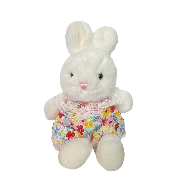 Walmart Easter Bunny Rabbit Plush Floral Dress Stuffed Animal 14.5" - Picture 1 of 6